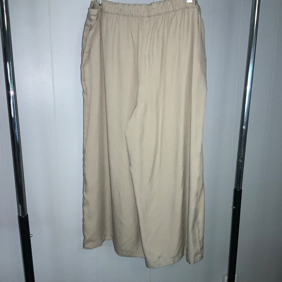 Loft tan split skirt Sz XL flat front elastic back waist new - Picture 2 of 5
